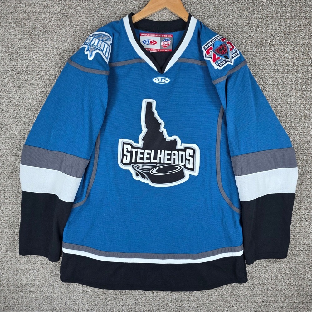 AK Athletic Knit Idaho Steelheads ECHL 25th Anniversary Hockey Jersey Mens Large